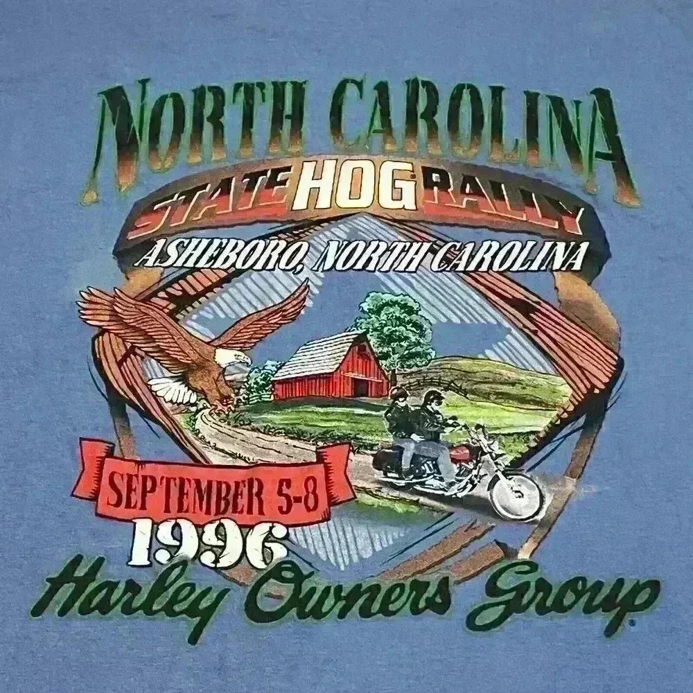 Vintage 90s Harley-Davidson Mens T-Shirt Asheboro, NC HOG Single Stitch Size XL